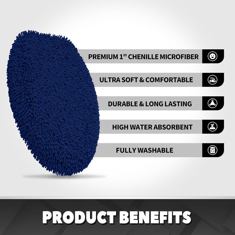 TREETONE Shaggy Chenille Bathroom Toilet Lid Cover, Ultra Soft Plush Seat Covers, Fluffy Absorbent, 19x21 Inches, Standard Toilet Lids for Bathroom Machine Wash & Dry, Navy Blue - Image 4